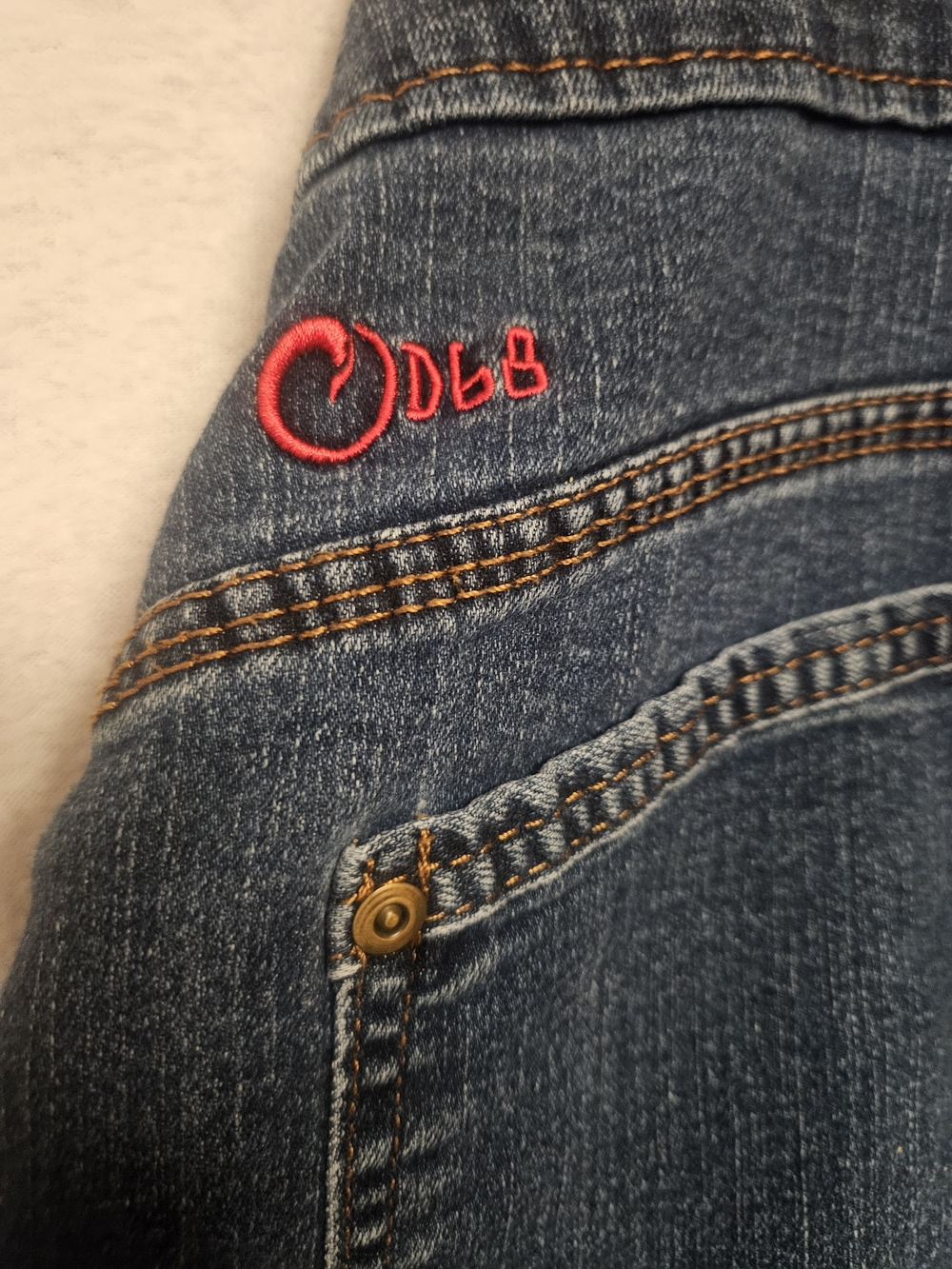 Origins Dark Blue Denim Jeans with Orange Stitching - Picture 10 of 11